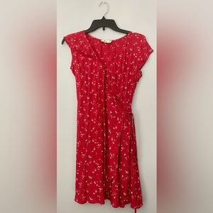 Red, floral print wrap dress. Great condition. Worn a few times. Hollister.